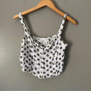 Geri C White Daisy Button Front Crop Top